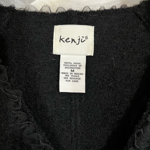 NEW ANTHRO x Kenji Wool Tulle Eyelet Velvet Tie Belted Tailored Jacket Black… - Picture 12 of 16